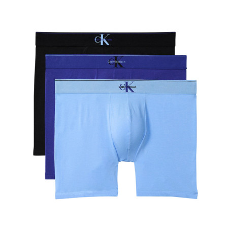 Lot de 3 boxers longs en coton bleus pourvus...