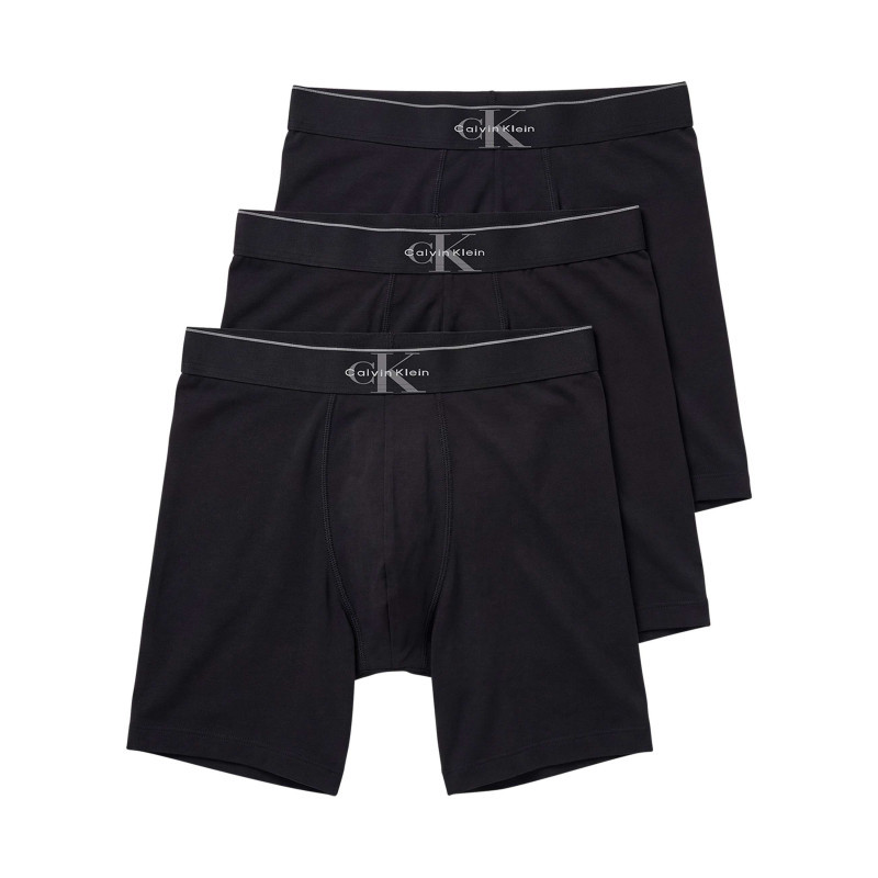 Calvin Klein Jeans - Lot De 3 Boxers Longs En Coton Noirs Pourvus D'une Ceinture élastiquée - Noir Calvin Klein Jeans - Lot De 3 Boxers Longs En Coton Noirs Pourvus D'une Ceinture élastiquée - Noir