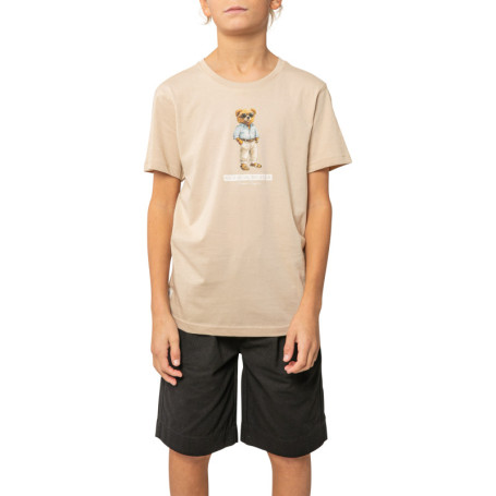 T-shirt en coton beige uni pourvu d'une coupe...