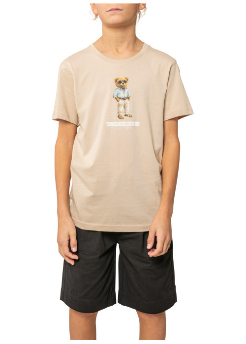T-shirt en coton beige uni pourvu d'une coupe...