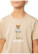 Thumbnail T-shirt en coton beige uni pourvu d'une coupe droite et d'un col rond - Image 3