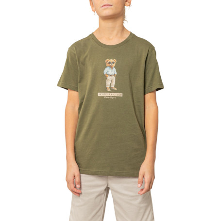 T-shirt en coton kaki uni pourvu d'une coupe...
