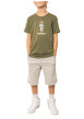 Thumbnail T-shirt en coton kaki uni pourvu d'une coupe droite et d'un col rond - Image 3