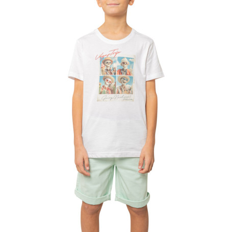 T-shirt en coton blanc uni pourvu d'un col rond...