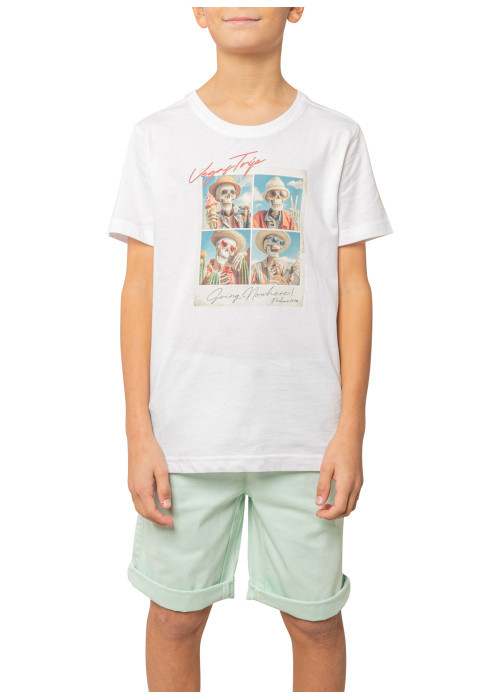 T-shirt en coton blanc uni pourvu d'un col rond...