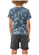 Thumbnail T-shirt en coton marine tropical pourvu d'une coupe droite et d'un col rond - Image 2