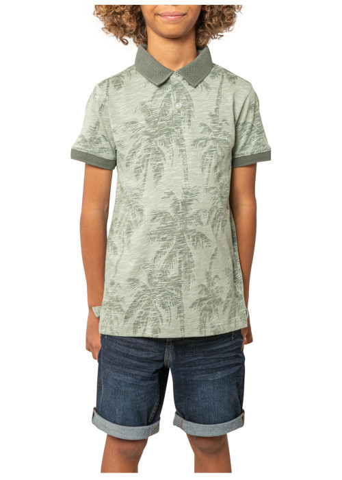 Polo en coton vert d'eau tropical pourvu d'une coupe droite et d'un col polo