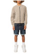 Thumbnail Bomber beige uni pourvu d'une coupe droite et de manches longues - Image 3