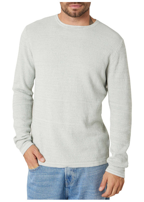 Pull en coton tilleul uni pourvu d'une coupe droite et d'un col rond
