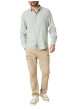Thumbnail Chemise en coton et lin mélangé tilleul à rayures coupe droite col français - Image 3