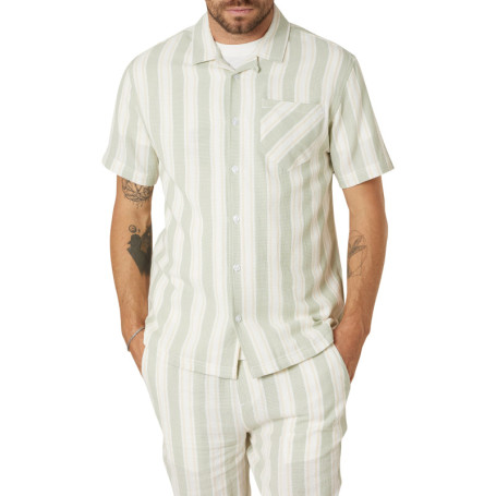 Chemise en coton vert d'eau à rayures pourvue...