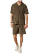 Thumbnail Chemise en coton mélangé kaki unie pourvue d'une coupe droite - Image 3