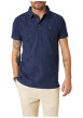 Thumbnail Polo en coton marine uni pourvu d'une coupe droite et d'un col boutonné