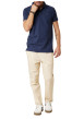 Thumbnail Polo en coton marine uni pourvu d'une coupe droite et d'un col boutonné - Image 3