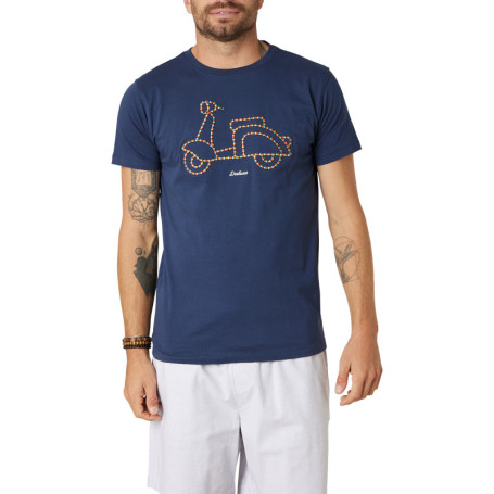 T-shirt en coton marine uni pourvu d'une coupe...