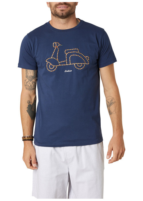 T-shirt en coton marine uni pourvu d'une coupe...