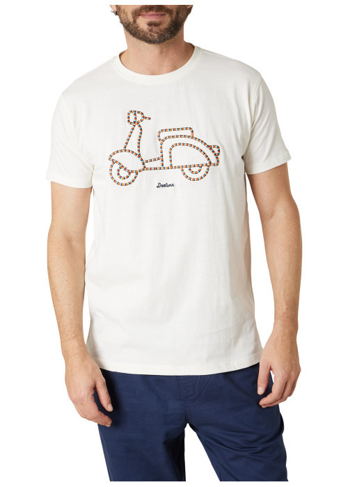 T-shirt en coton blanc uni pourvu d'une coupe droite et d'un col rond