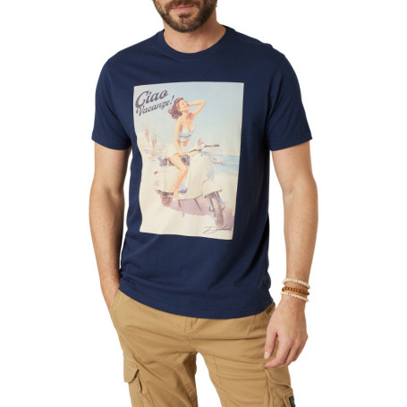 T-shirt en coton marine uni pourvu d'un col...