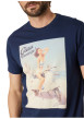 Thumbnail T-shirt en coton marine uni pourvu d'un col rond et d'une coupe droite - Image 4