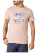 Thumbnail T-shirt en coton rose uni pourvu d'une coupe droite et d'un col rond