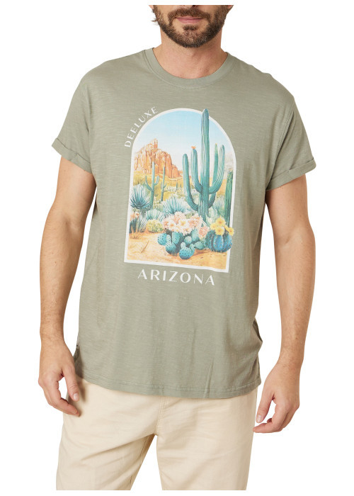 T-shirt en coton kaki uni pourvu d'une coupe...