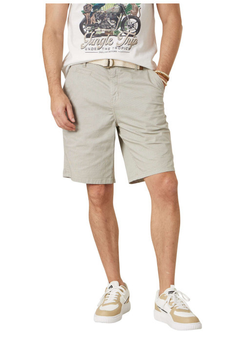 Short chino en coton kaki géométrique pourvu d'une coupe droite