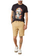 Thumbnail Short chino en coton beige uni pourvu de passants pour la ceinture - Image 3