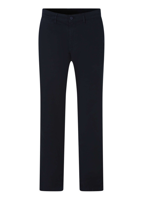 Pantalon chino en coton marine uni pourvu d'une coupe droite