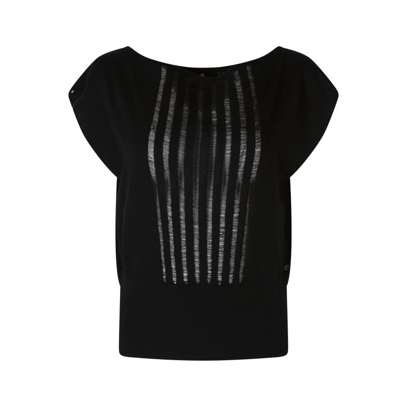 Freeman T. Porter - Top Noir Uni Pourvu D'une Coupe Cintrée Et De Manches Courtes - Noir