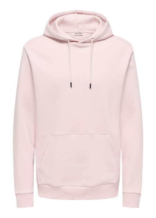 Sweat en coton mélangé rose uni pourvu de manches longues et d'une coupe droite