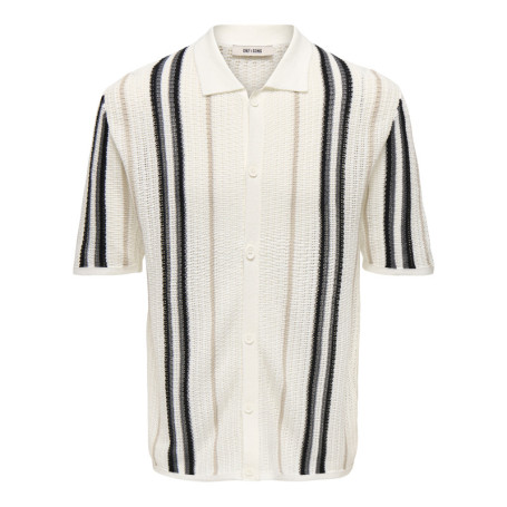 Chemise en coton mélangé blanche à rayures...