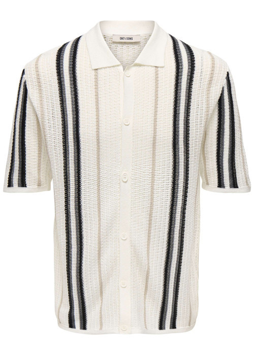 Chemise en coton mélangé blanche à rayures pourvu d'un col chemise