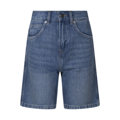 Short en coton bleu à coupe droite pourvu d'une...