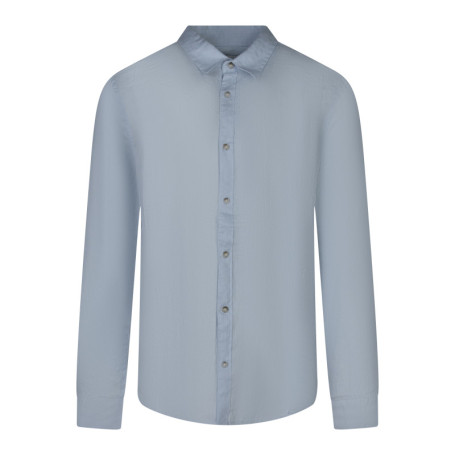 Chemise en lin bleu clair unie avec une coupe...