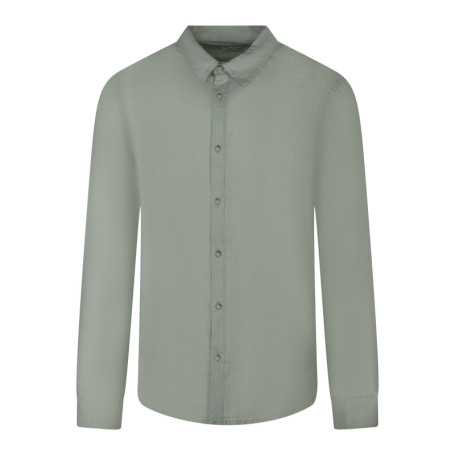 Chemise en lin verte unie avec une coupe droite...