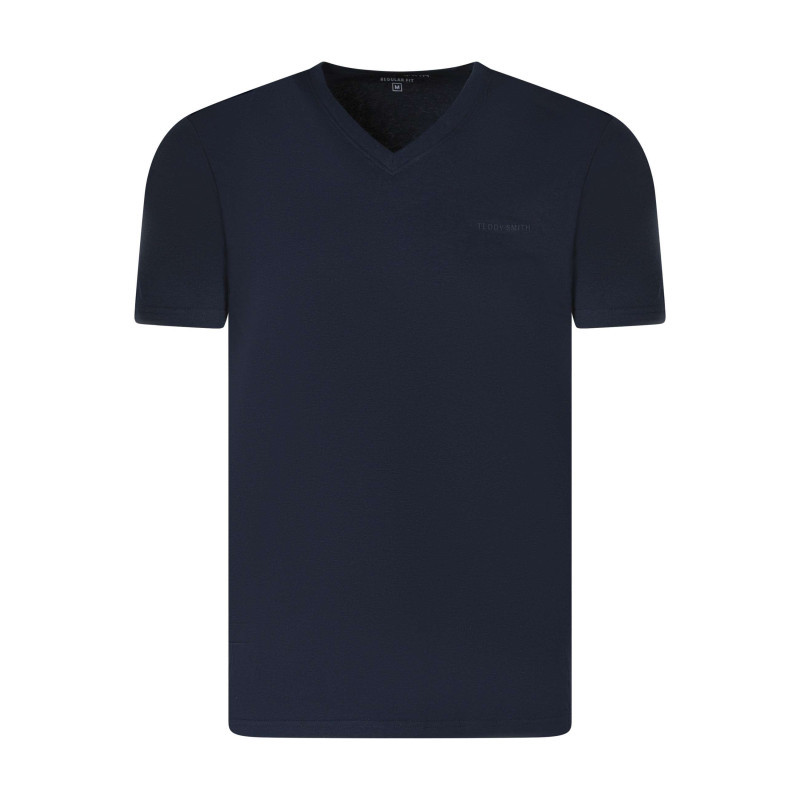 Teddy Smith - T-shirt En Coton Bleu Foncé à Coupe Droite Pourvu D'un Col V - Bleu Foncé Teddy Smith - T-shirt En Coton Bleu Foncé à Coupe Droite Pourvu D'un Col V - Bleu Foncé
