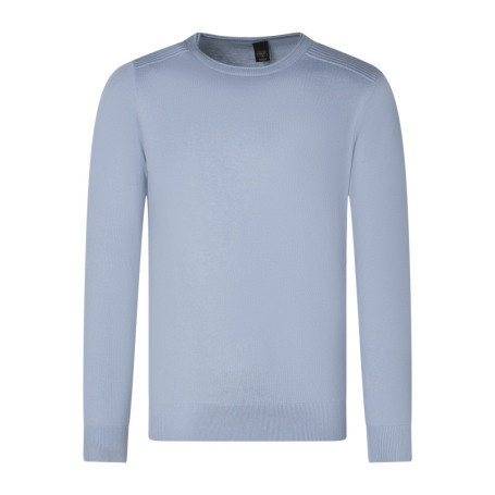 Pull en coton bleu uni avec une coupe droite et...