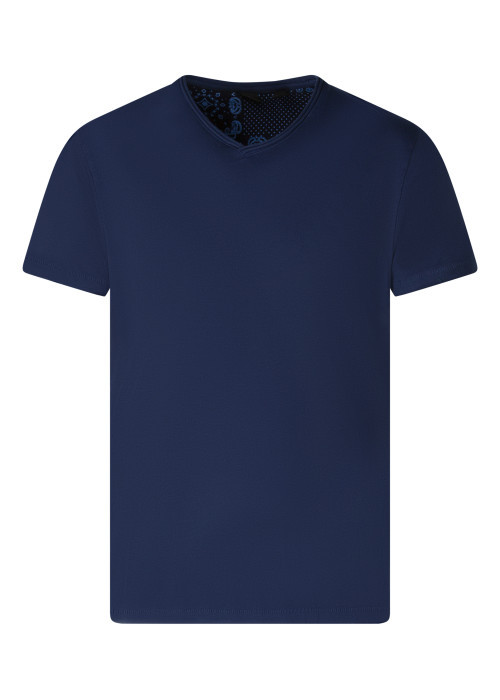 T-shirt en coton marine uni avec une coupe...