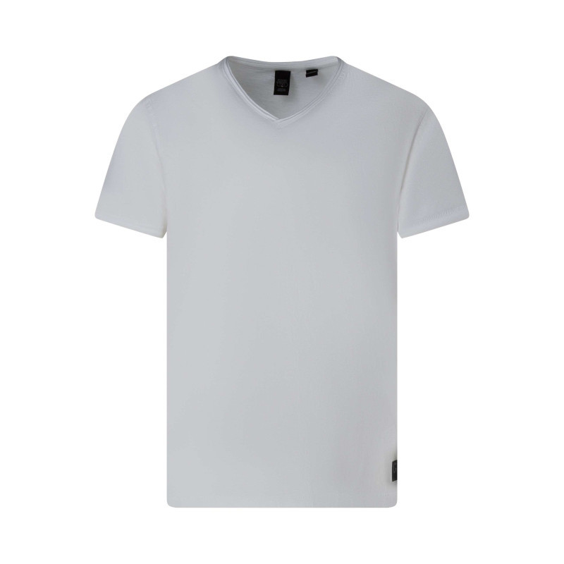 Le Temps Des Cerises - T-shirt En Coton Blanc Uni Avec Une Coupe Droite Et Un Col V - Blanc