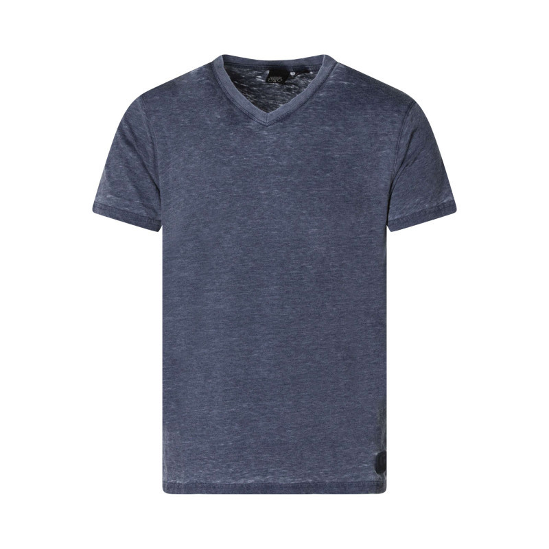 Le Temps Des Cerises - T-shirt Marine Uni Pourvu D'un Col V Et Des Manches Courtes - Bleu Foncé Le Temps Des Cerises - T-shirt Marine Uni Pourvu D'un Col V Et Des Manches Courtes - Bleu Foncé