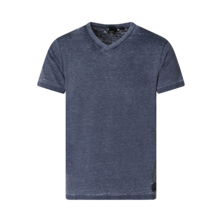 T-shirt marine uni pourvu d'un col v et des...