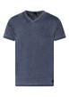 Thumbnail T-shirt marine uni pourvu d'un col v et des manches courtes