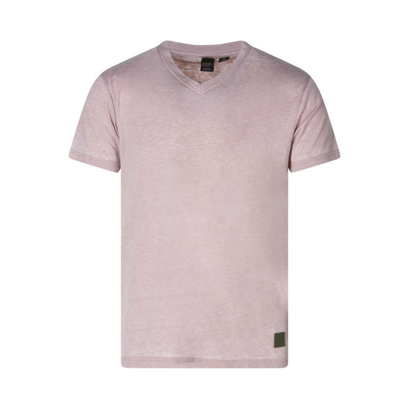 Le Temps Des Cerises - T-shirt Saumon Uni Pourvu D'un Col V Et Des Manches Courtes - Rose Le Temps Des Cerises - T-shirt Saumon Uni Pourvu D'un Col V Et Des Manches Courtes - Rose