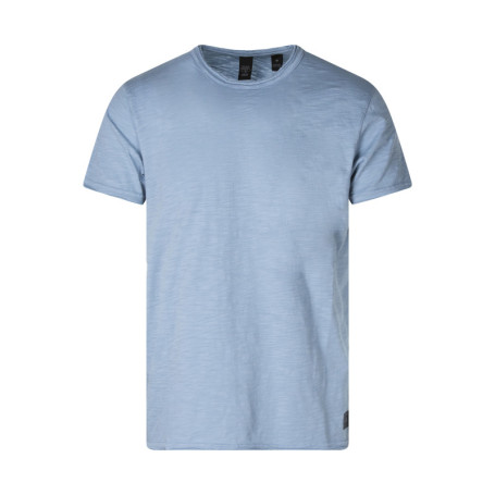 T-shirt en coton bleu uni pourvu d'une coupe...