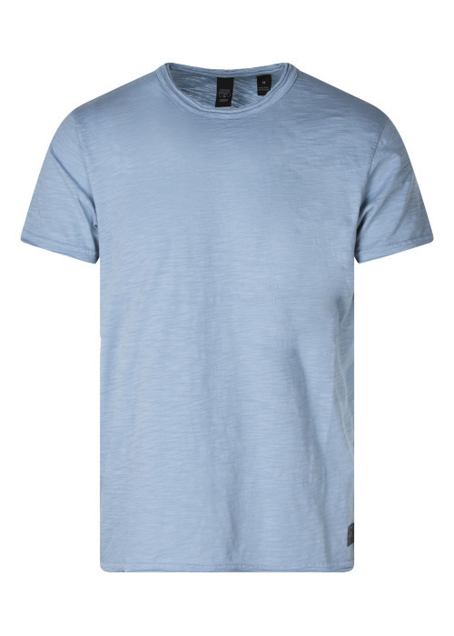 T-shirt en coton bleu uni pourvu d'une coupe...