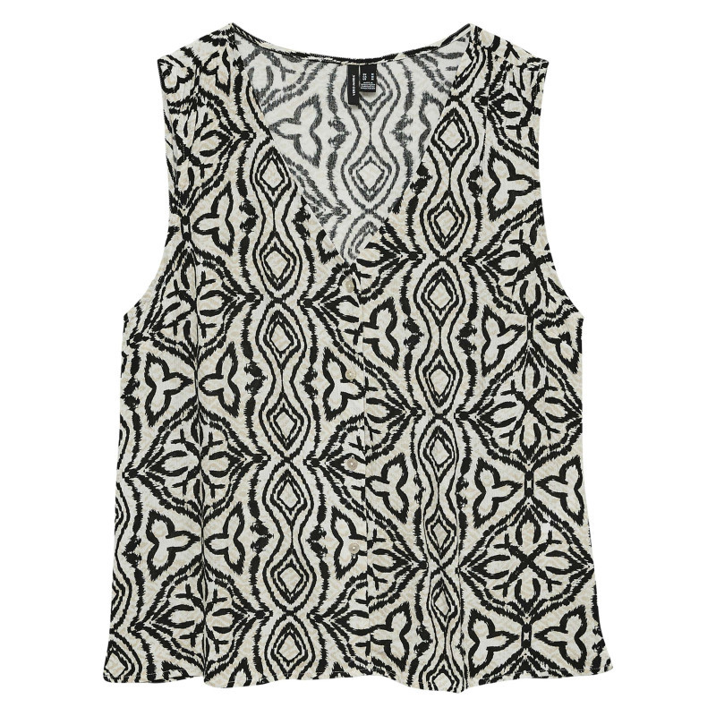 Vero Moda - Top Beige Sans Manche à Coupe Droite Pourvu D'un Col V Profond - Beige Vero Moda - Top Beige Sans Manche à Coupe Droite Pourvu D'un Col V Profond - Beige