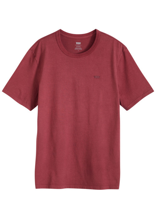 T-shirt en coton bordeaux à coupe droite pourvu...