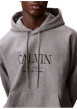 Thumbnail Sweat en coton gris à coupe droite pourvu d'un col à capuche - Image 4