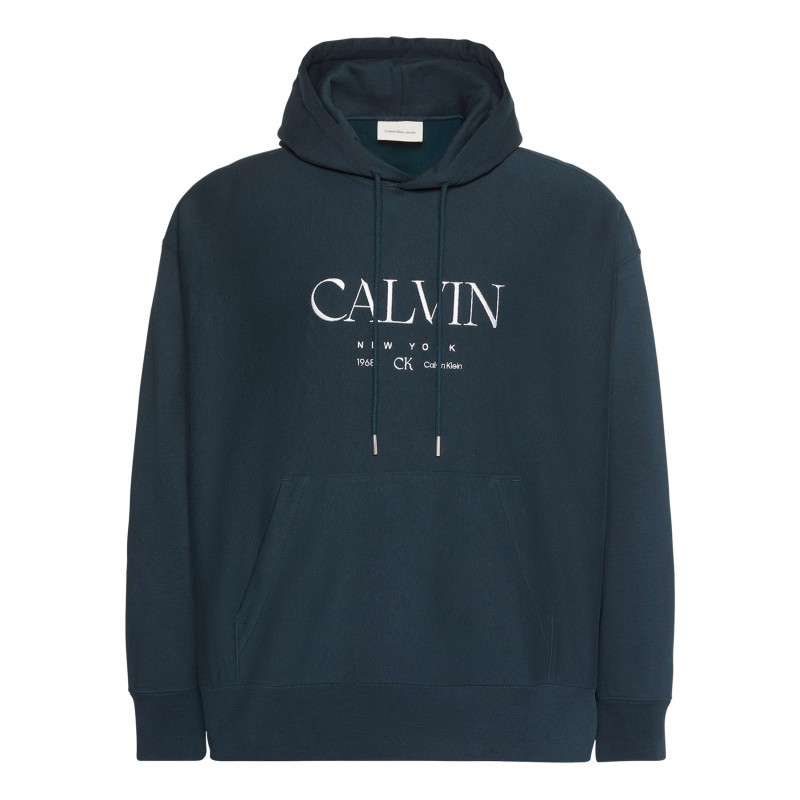 Calvin Klein - Sweat En Coton Marine à Coupe Droite Pourvu D'un Col à Capuche - Marine Calvin Klein - Sweat En Coton Marine à Coupe Droite Pourvu D'un Col à Capuche - Marine