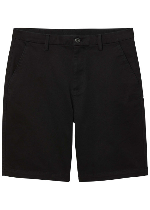 Short chino en coton noir à coupe droite pourvu d'une fermeture boutonnée